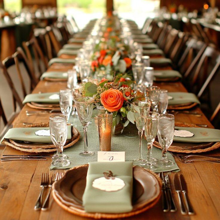 Rust sage green wedding decor