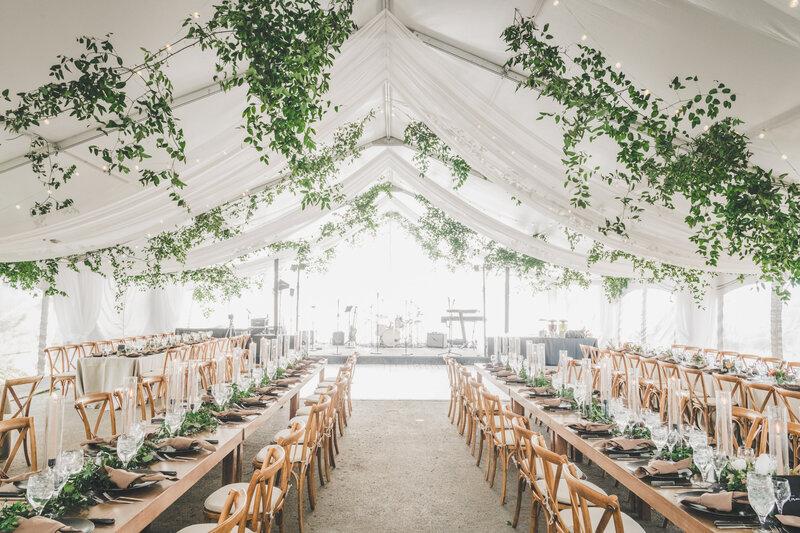Rustic barn wedding tent