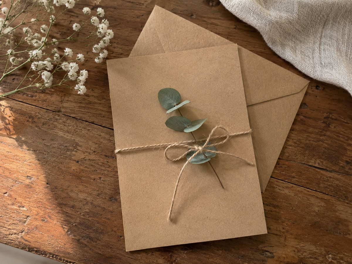 Rustic kraft wedding invitation