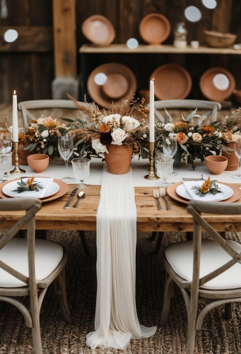 Terracotta cream rustic wedding decor