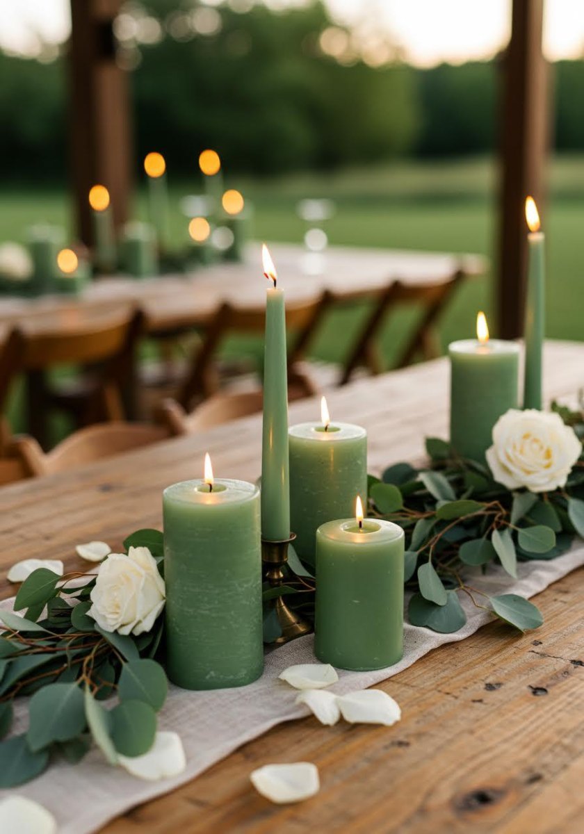 sage green boho wedding centerpiece