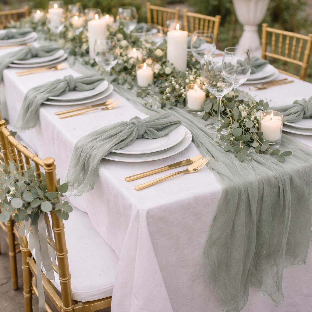 sage green boho wedding table decor