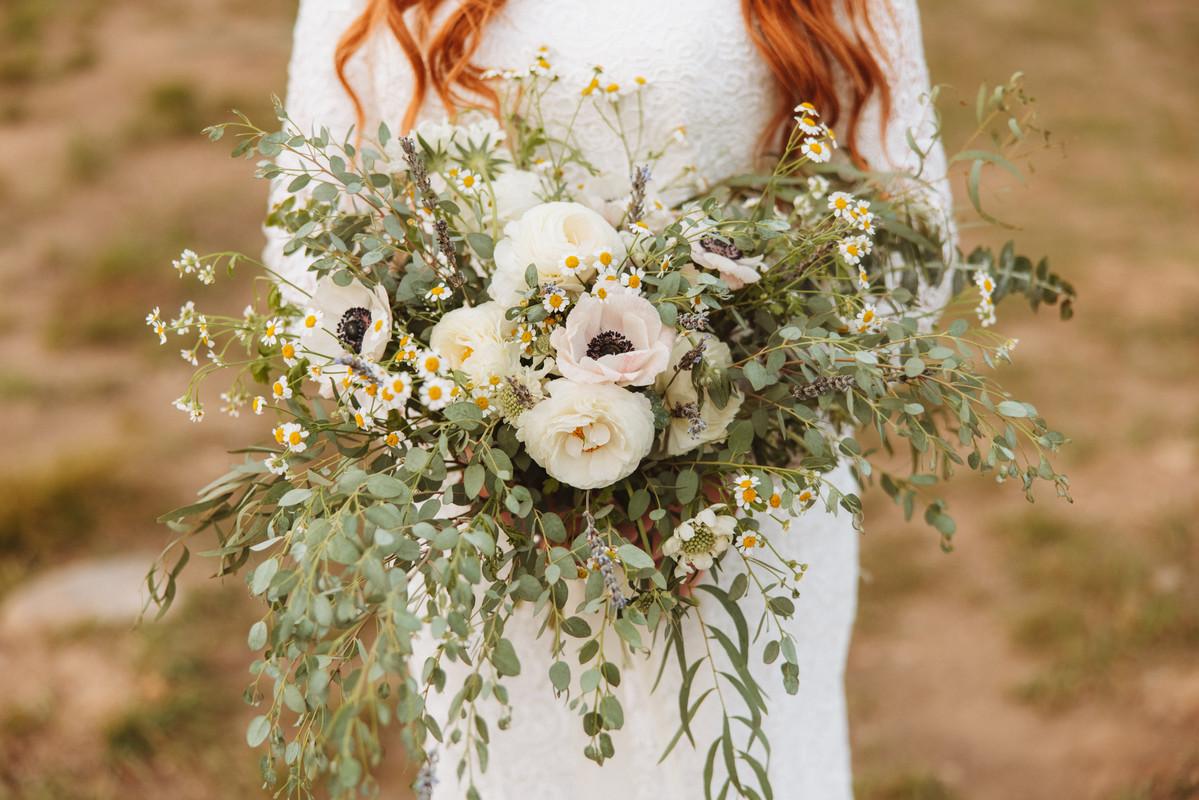 Boho sage green wildflower bouquet