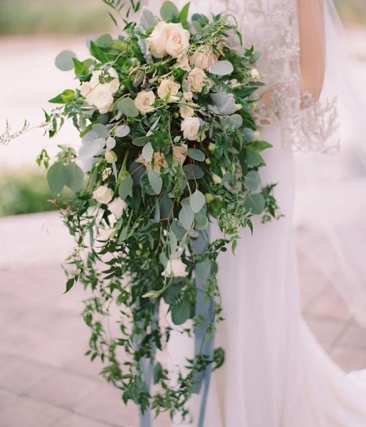 Cascading sage green foliage bouquet