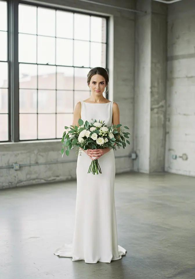 Minimalist modern sage wedding bouquet