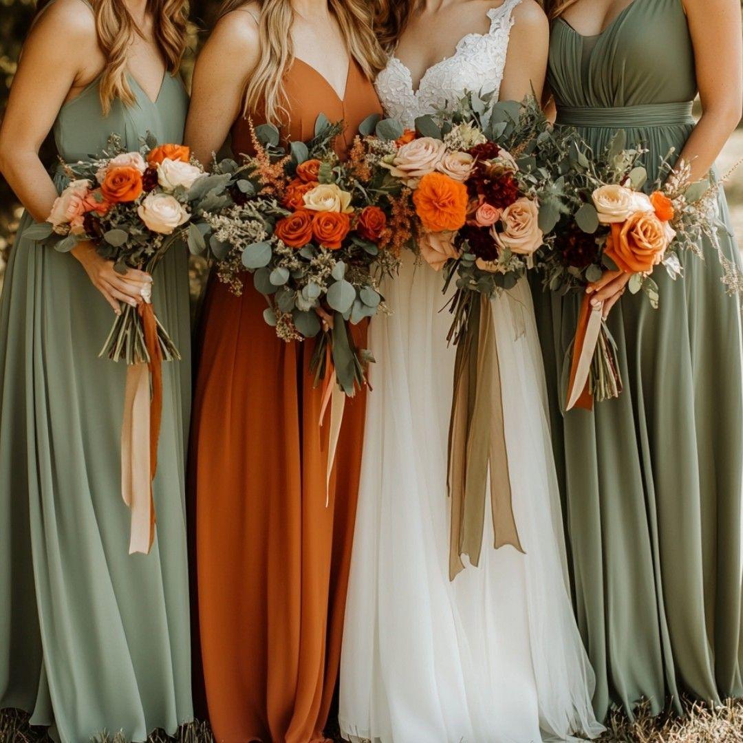 Sage terracotta bridesmaid dresses