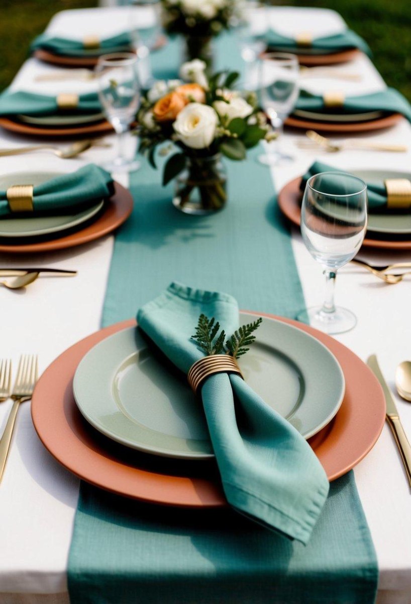 Modern sage terracotta wedding theme