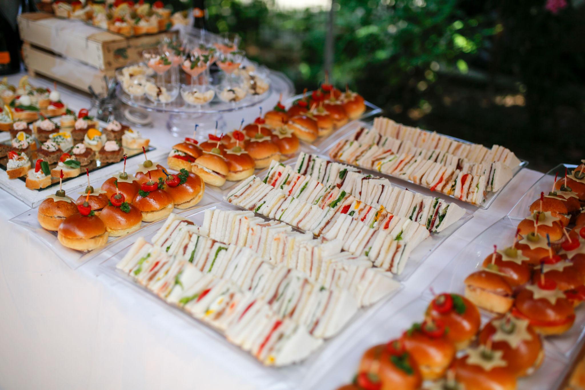 Wedding sandwich and wrap platter display
