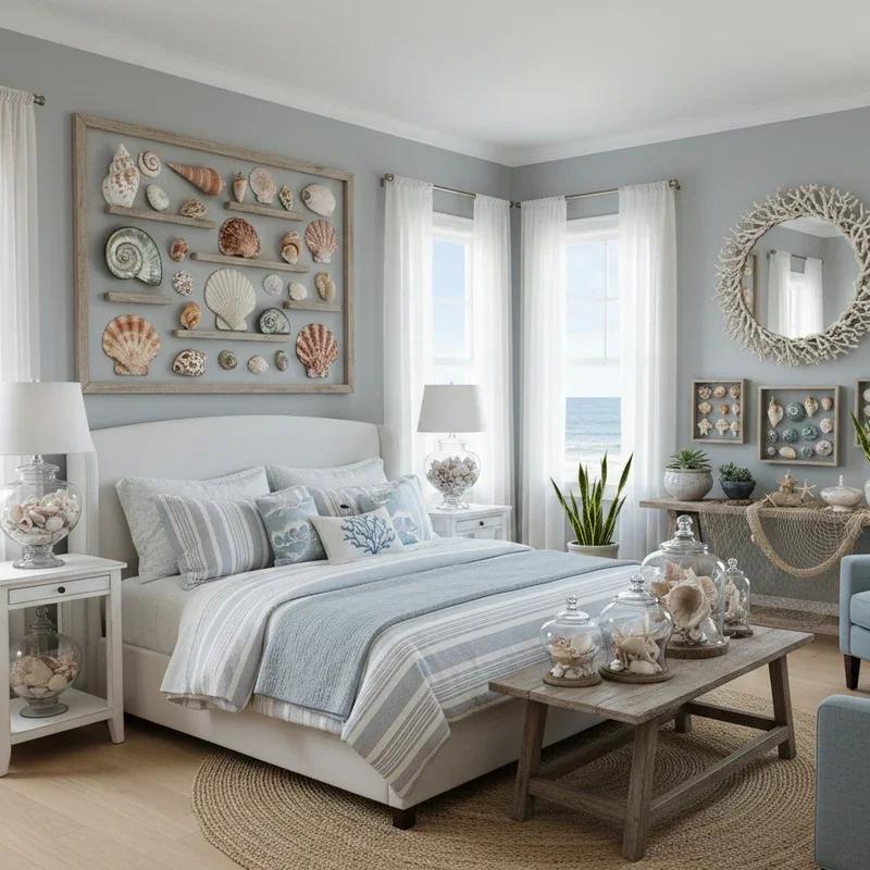 Seashell beach bedroom decor
