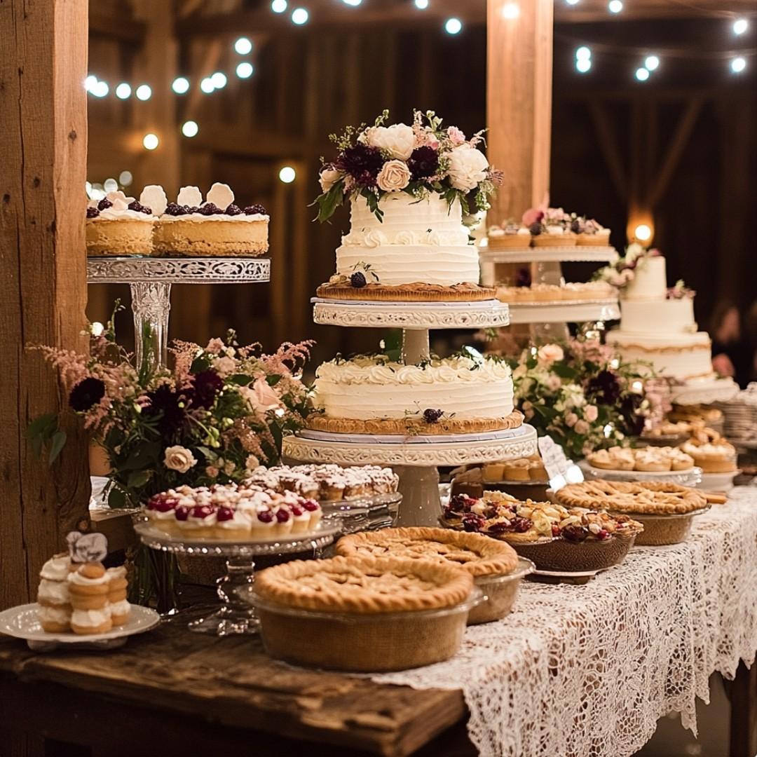 Fall wedding dessert table display