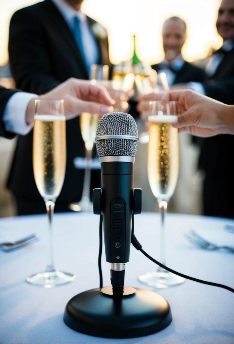 Wedding toast microphone close up
