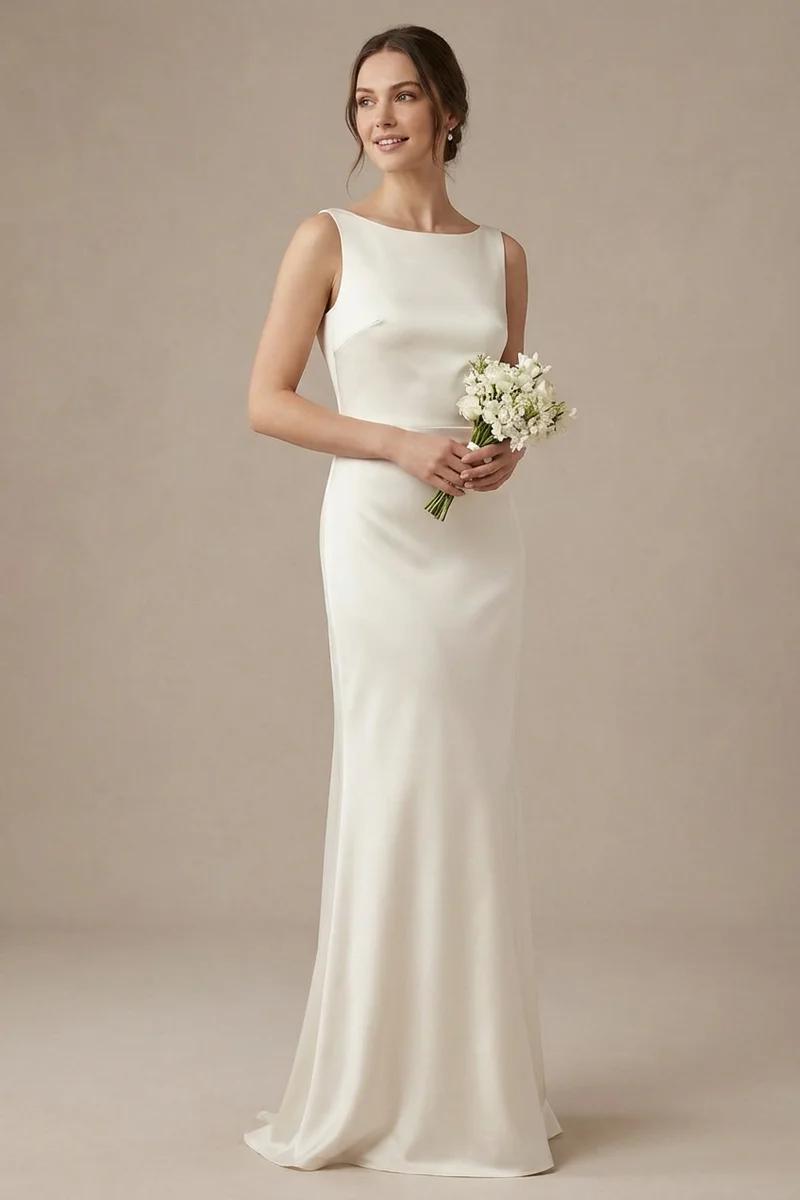 Simple satin courthouse wedding dress