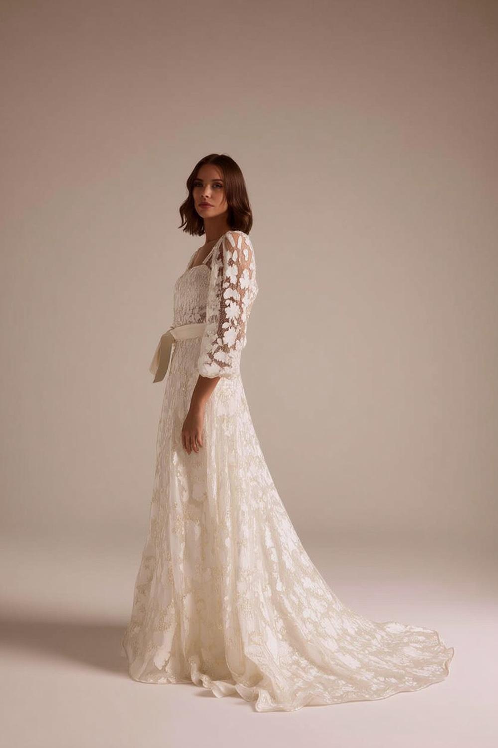 Delicate Floral Lace Gown