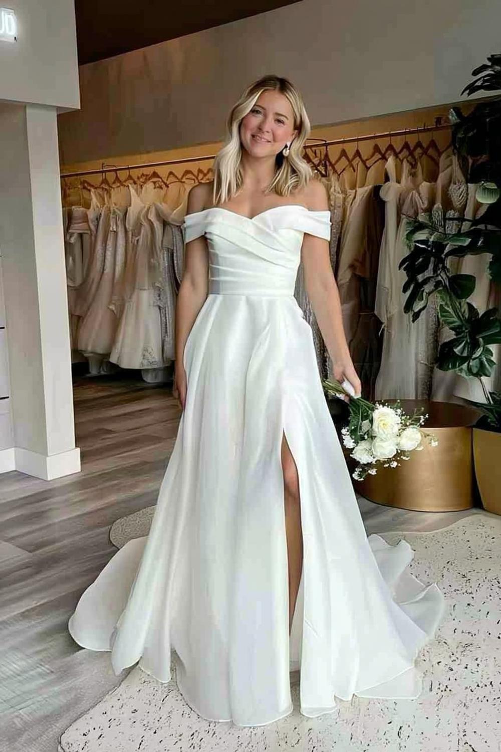 Off-Shoulder A-Line Elegance