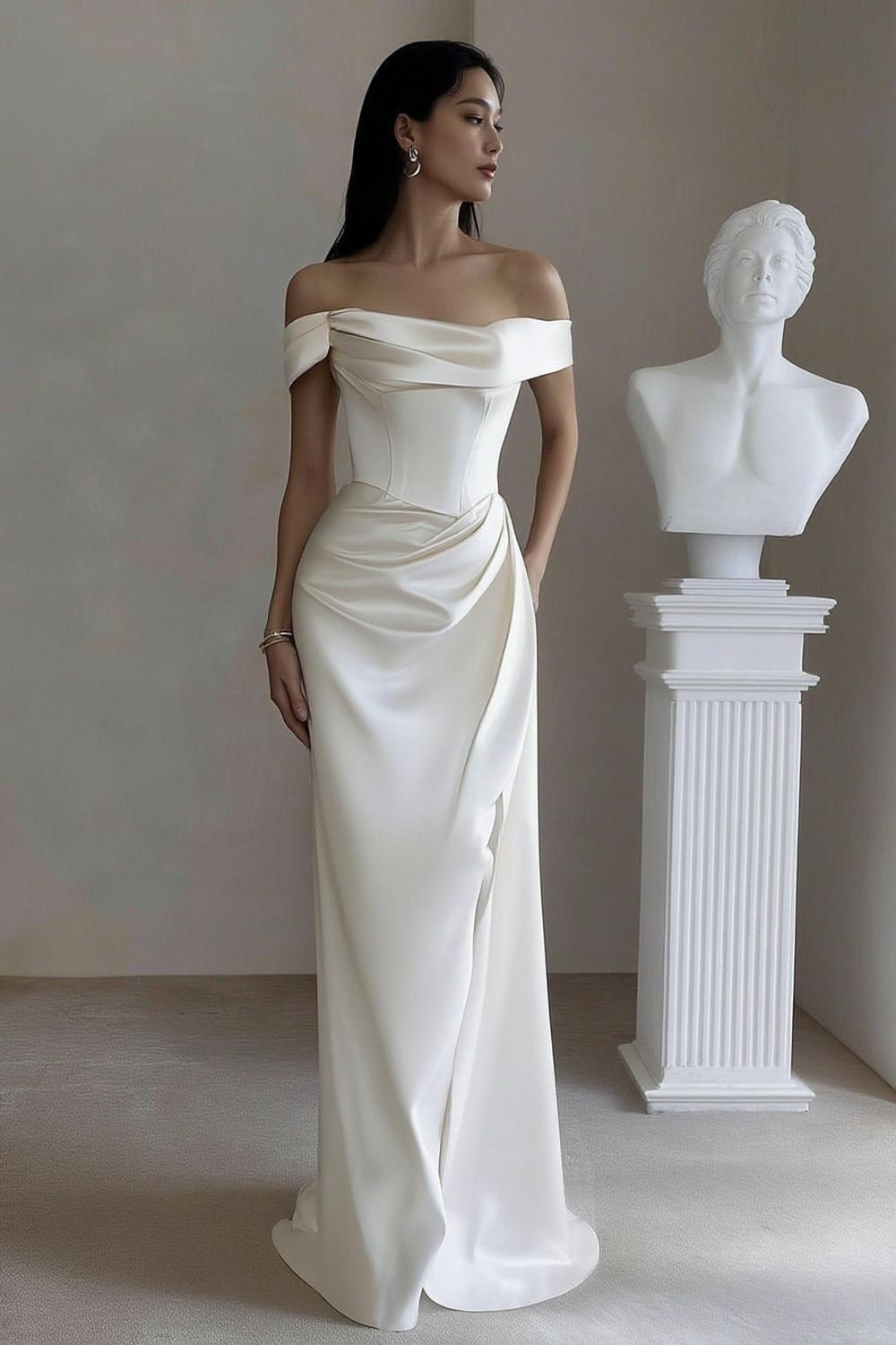 Sculptural Off-Shoulder Drama