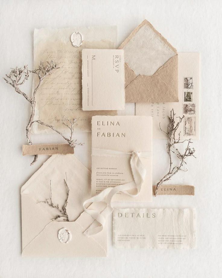 Minimalist handmade wedding invitations