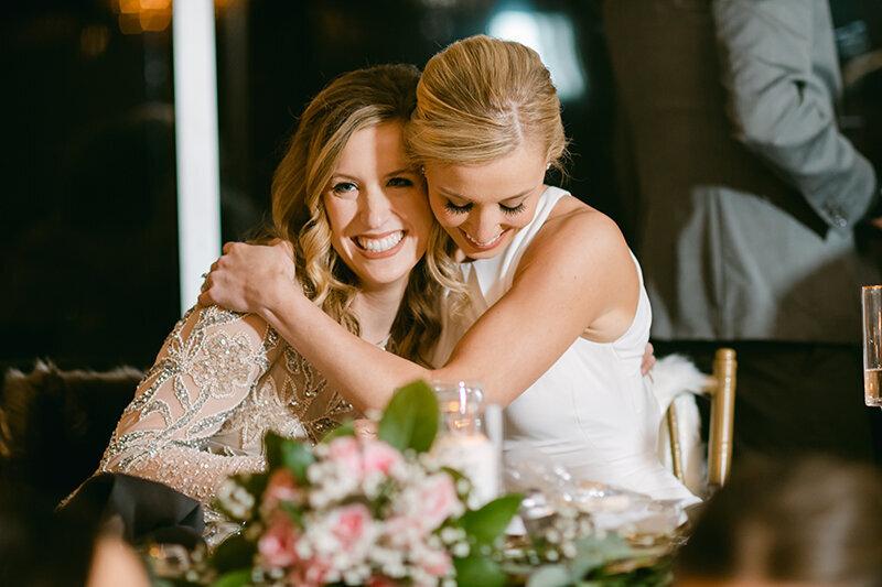 Sisters together wedding celebration