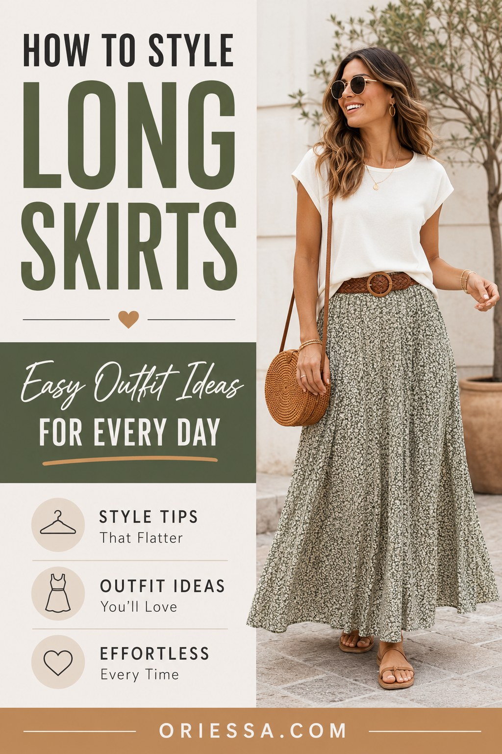 Belted floral tiered maxi skirt paired with a white tee for easy everyday styling
