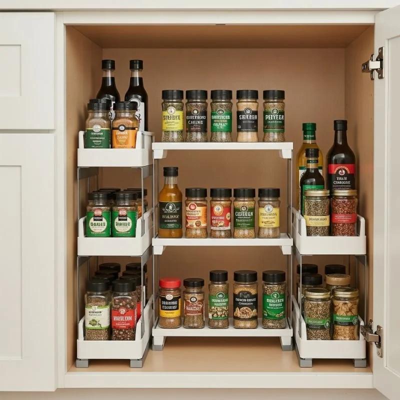 Small pantry spice rack setup