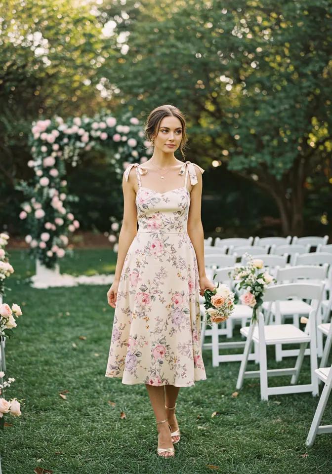Summer wedding guest dress outdoors