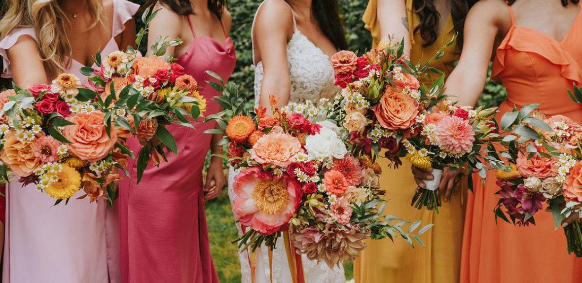 Sunset inspired bridesmaid bouquet