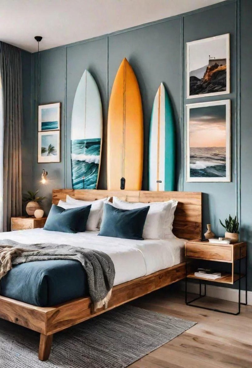 Surf inspired coastal bedroom