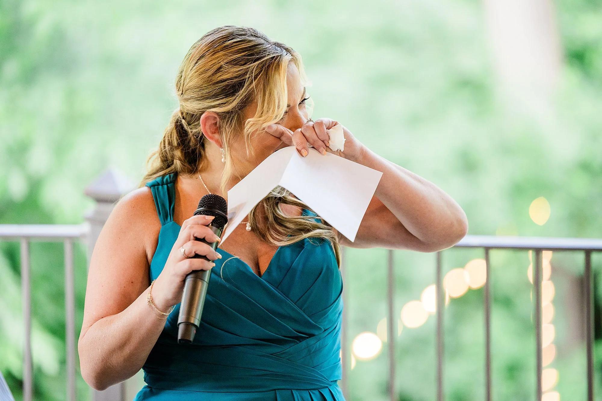 Emotional maid of honor speech moment