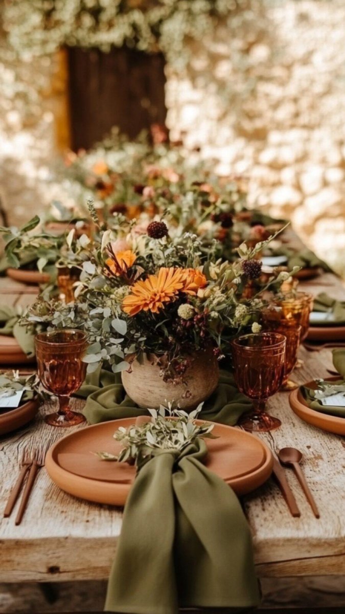 Terracotta olive wedding bouquet