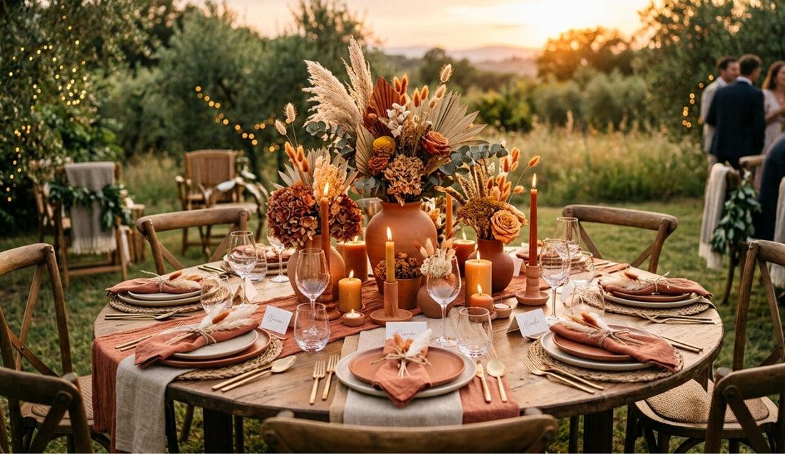 Terracotta rustic wedding decor