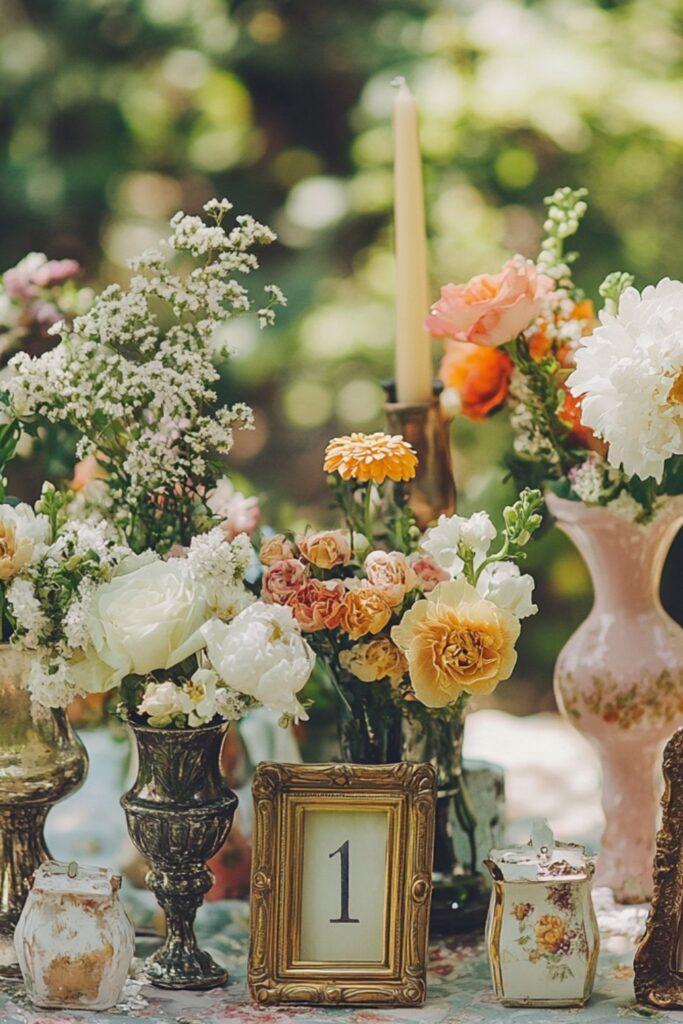 Thrifted vintage wedding decor