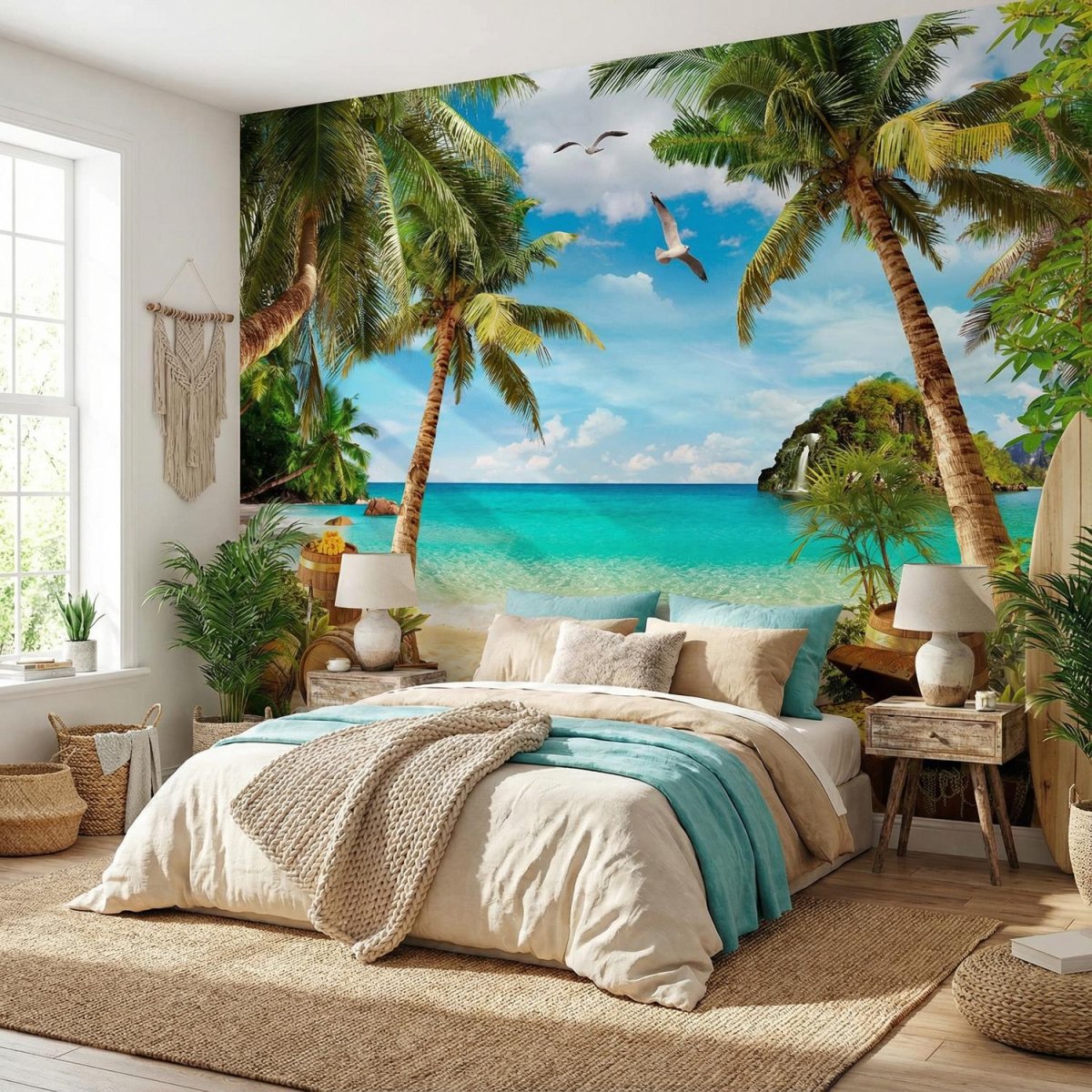 Tropical island bedroom decor