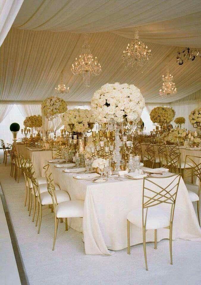 Gold cream wedding decor