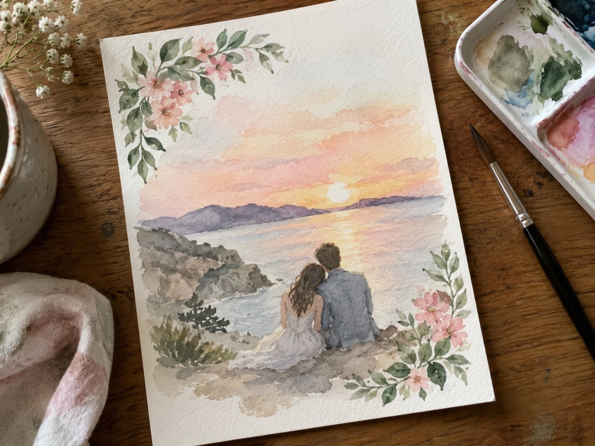 Watercolor save the date card