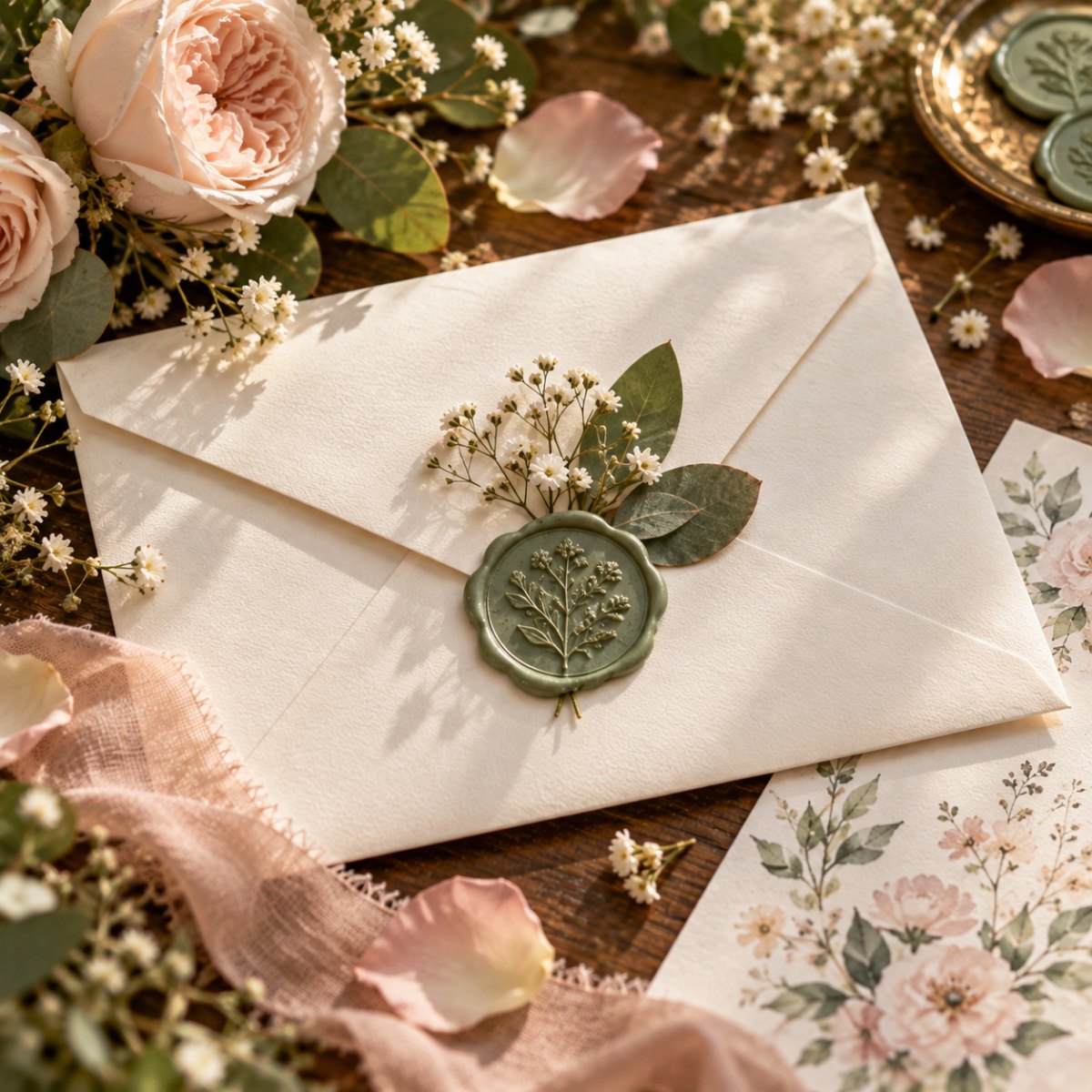 Watercolor wedding wax seal