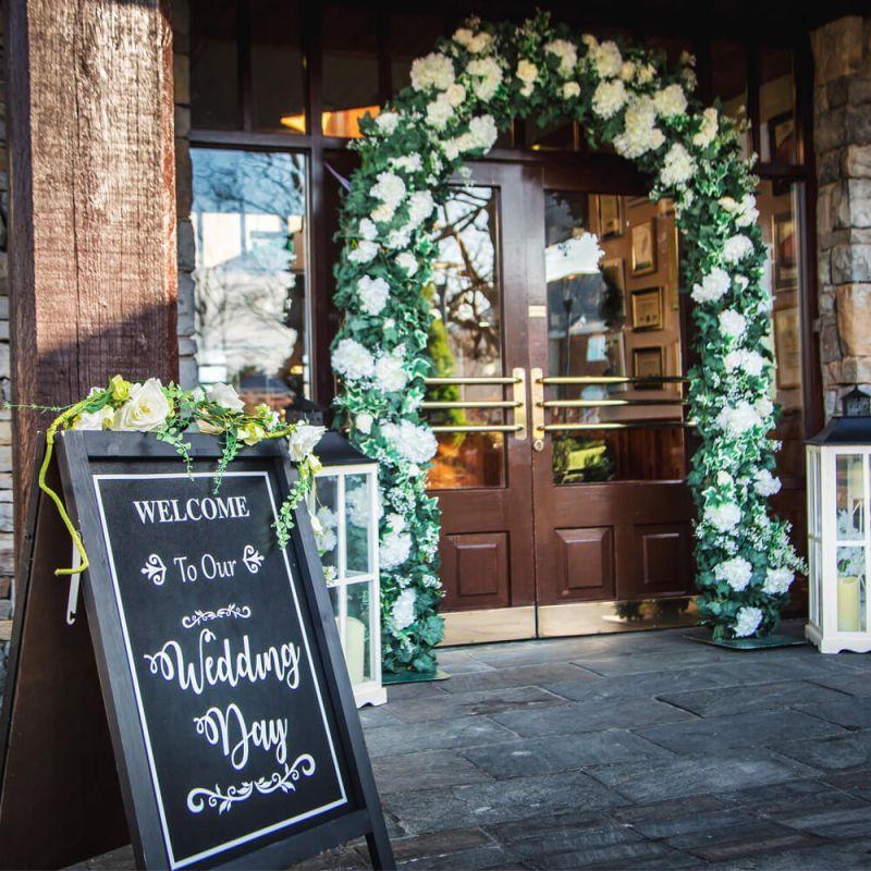 Wedding welcome sign floral area