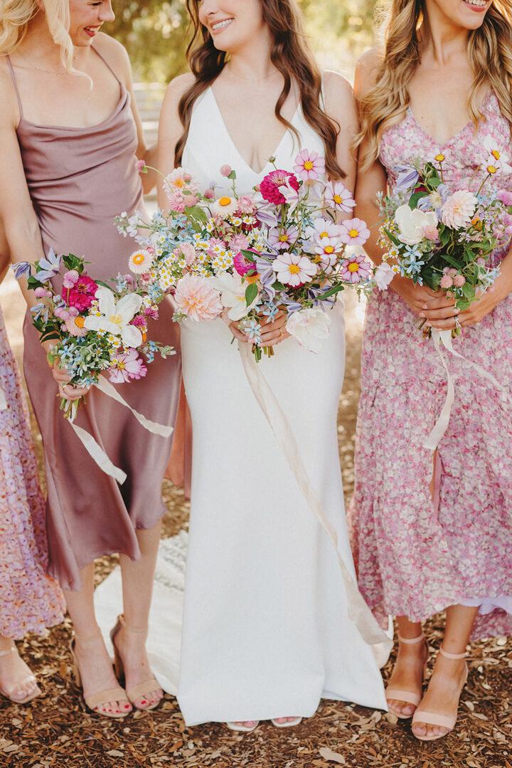 Colorful wildflower bridesmaid bouquet