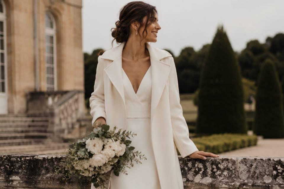 Winter courthouse wedding dress coat