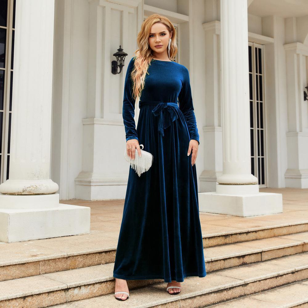 Winter velvet wedding guest dress