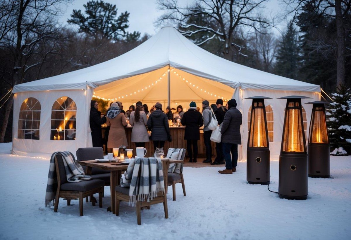 Cozy winter wedding tent